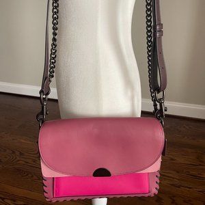 NWOT COACH 76034 Dreamer Shoulder Bag w/Whipstitch, pink multi